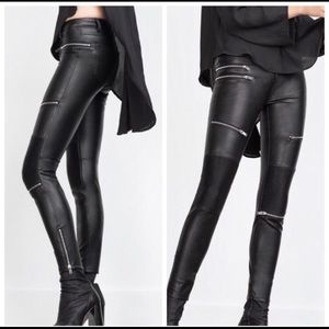 Zara Faux Leather Biker Zipper Pants